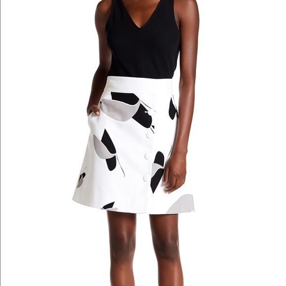 New Tibi Floral Particle Wrap Skirt Size 2 White - Picture 1 of 8